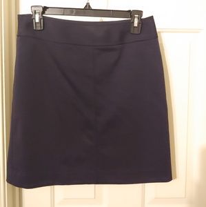 Loft navy blue short skirt, lined, side zipper